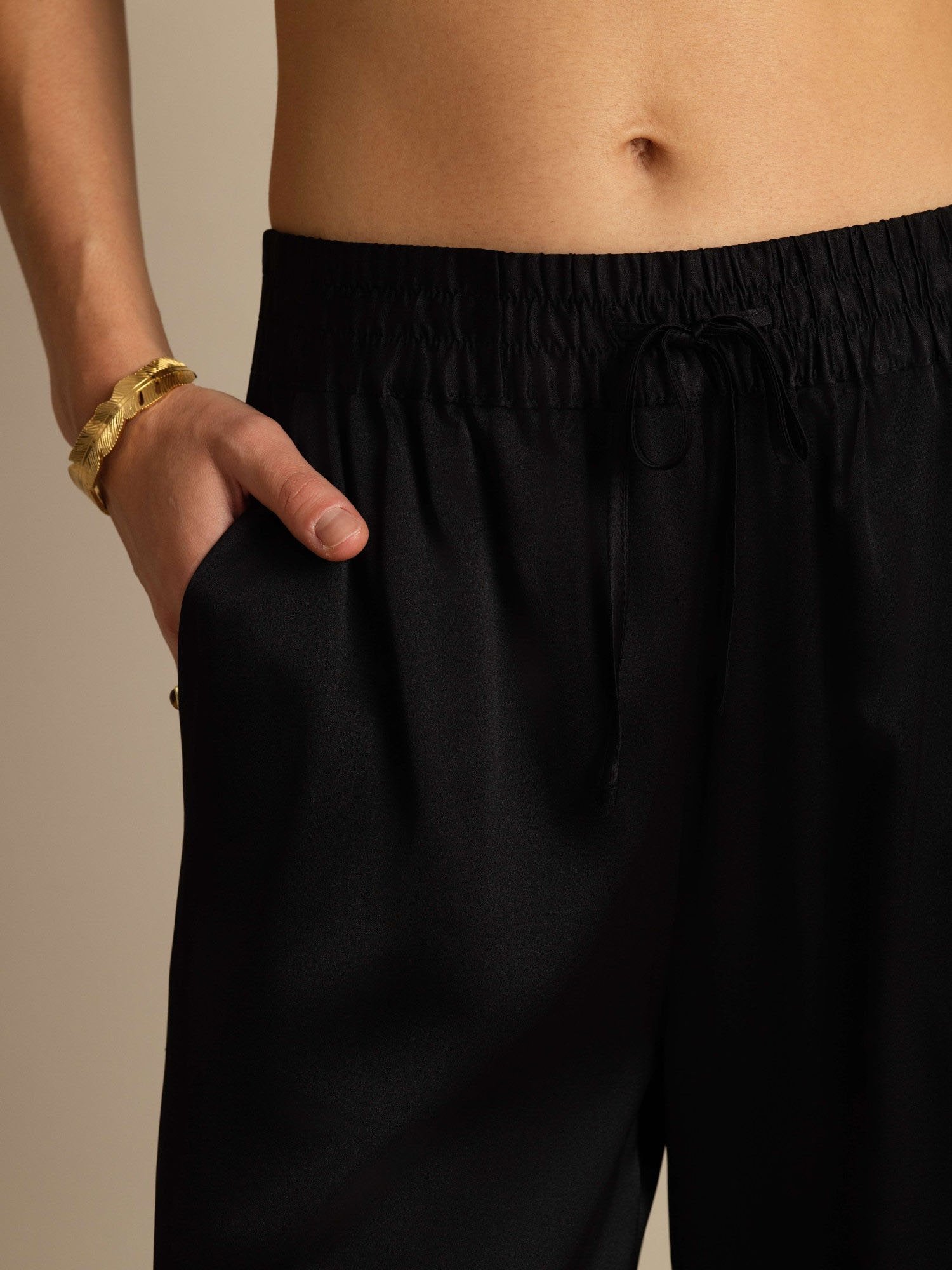 [Black] SilkSilky-CA 19Momme Silk Womens Pants 006