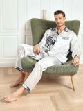 SilkSilky CA Pure Silk Long Sleeve Lapel Men's Pajamas Gray 009