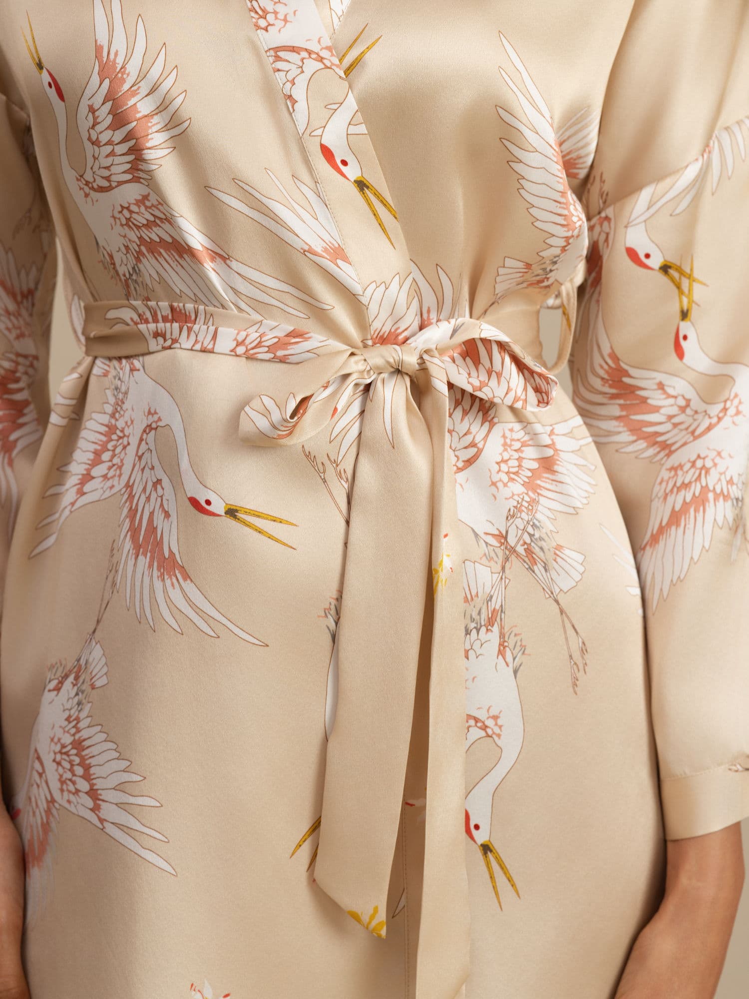 [Champagne] SilkSilky-CA 19Momme 3/4 Sleeve Women's Robe 007