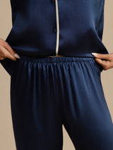 [Dark Blue] SilkSilky-CA Long Sleeve Notch Collar Women's Pajamas 005