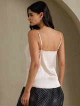 [Beige] SilkSilky-CA Spaghetti Strap Cowl Neck Camisole 002