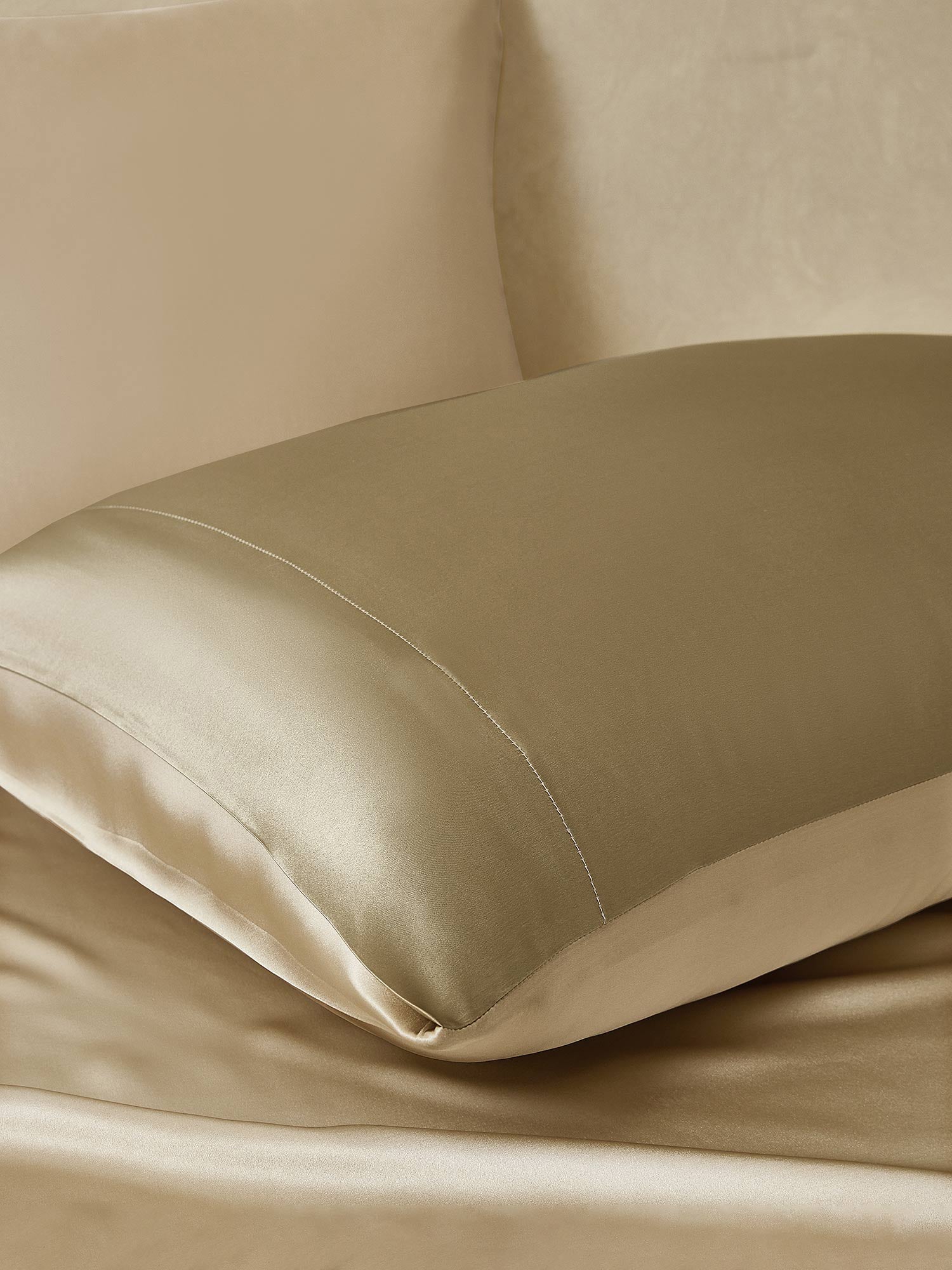 [Beige+Khaki] SilkSilky-CA 19Momme Pure Silk Bedding Set 004,