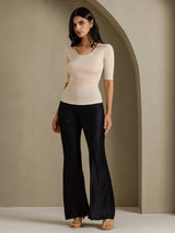 [Beige] SilkSilky-CA Half Sleeve Women's T-Shirt 007