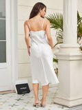 SilkSilky CA Silk Sleeveless Cowl Neck Dress White 002