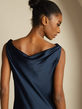 [Dark Blue] SilkSilky-CA Sleeveless Cowl Neck Dress 004