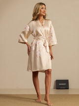 [Champagne] SilkSilky-CA 3/4 Sleeve Women's Robe 006