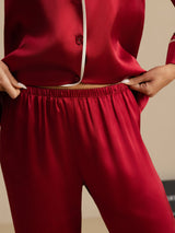 [Wine] SilkSilky-CA Long Sleeve Notch Collar Women's Pajamas 005
