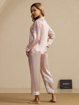 [Pink Heart Geo] SilkSilky-CA Short Sleeve Lapel Collar Women's Pajamas 002