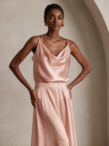 [Tuscany] SilkSilky-CA Spaghetti Strap Cowl Neck Camisole 001