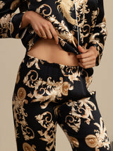 [Black Dragon] SilkSilky-CA Long Sleeve Lapel Collar Women's Pajamas 005