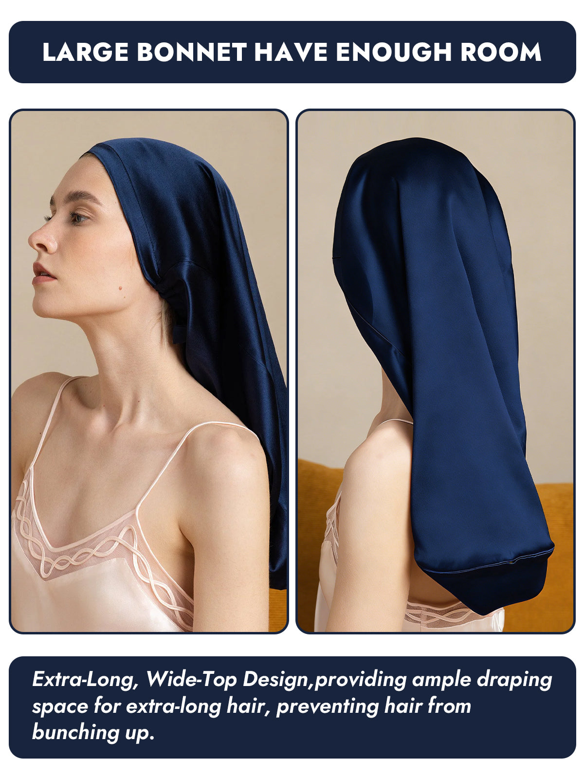 [Dark Blue] SilkSilky-CA Pure Silk Sleep Cap 003