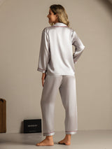 [Silver] SilkSilky-CA Long Sleeve Notch Collar Women's Pajamas 002