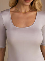 [Light Gray] SilkSilky-CA Half Sleeve Women's T-Shirt 004