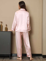 [Pink] SilkSilky-CA Long Sleeve Notch Collar Women's Pajamas 002