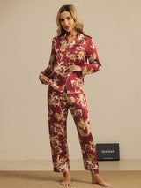 [Wine Dragon] SilkSilky-CA Long Sleeve Lapel Collar Women's Pajamas 008