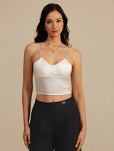 [White] SilkSilky-CA Spaghetti Strap V Neck Camisole 003