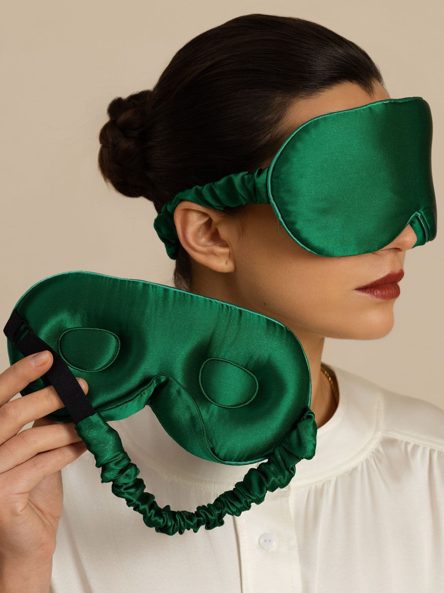 [Dark Green] SilkSilky-CA 22Momme Eye Mask 001
