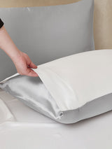 [LightGray+White] SilkSilky-CA 22Momme Bedding Set 005