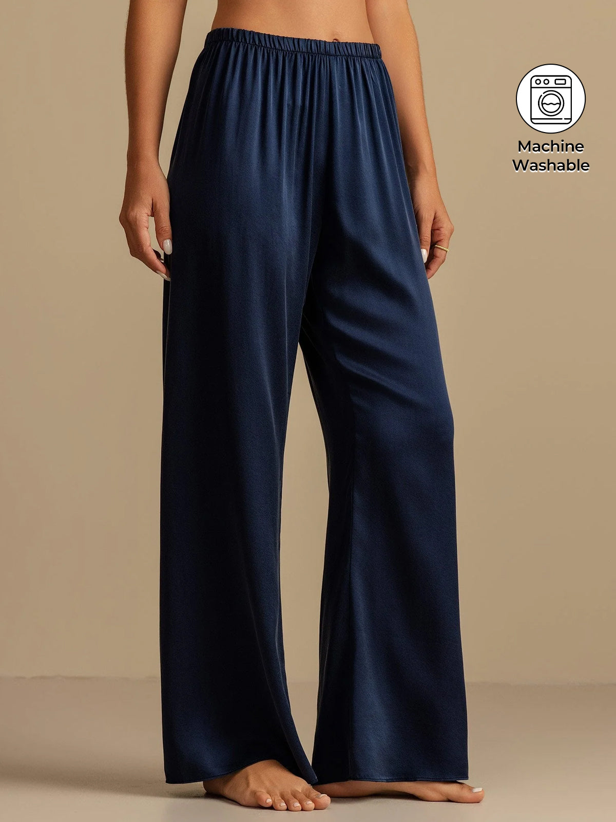 [Dark Blue] SilkSilky-CA 19Momme Machine-Washable Silk Women's Sleep Pants 001