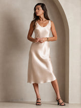 [Beige] SilkSilky-CA Sleeveless Dress 003