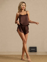[Brown] SilkSilky-CA Spaghetti Strap Camisole Set 007