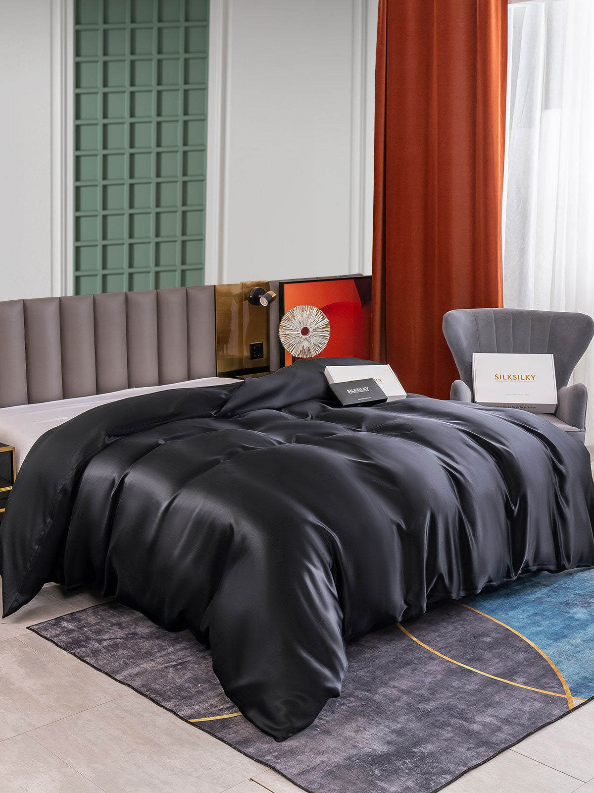 [Black] SilkSilky-CA 25Momme Pure Silk Duvet Cover 001