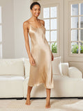 SilkSilky-CA Pure Silk Sleeveless Boat Neck Nightgown Champagne 004