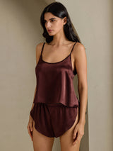 [Brown] SilkSilky-CA Spaghetti Strap Camisole Set 003