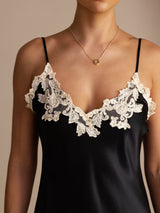 [Black] SilkSilky-CA Spaghetti Strap V Neck Dress 004