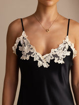 [Black] SilkSilky-CA Spaghetti Strap V Neck Dress 004