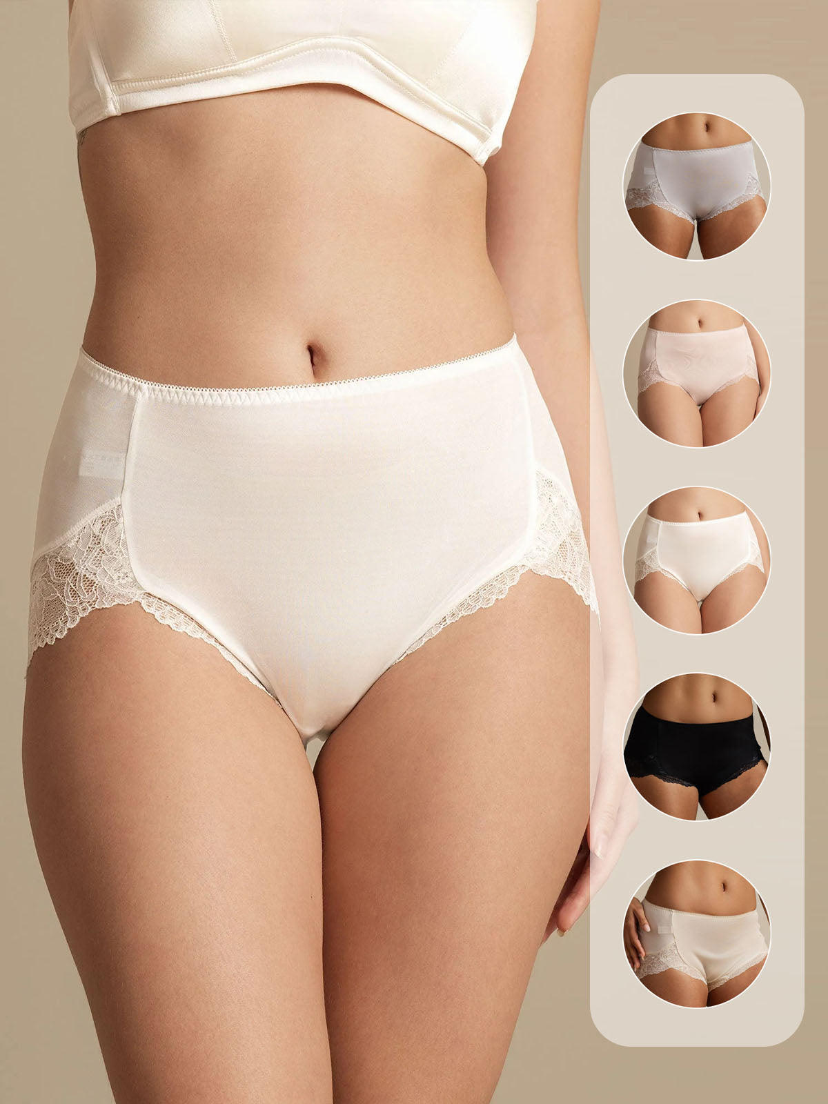 [White] SilkSilky-CA 100% Silk Jersey Panty 001
