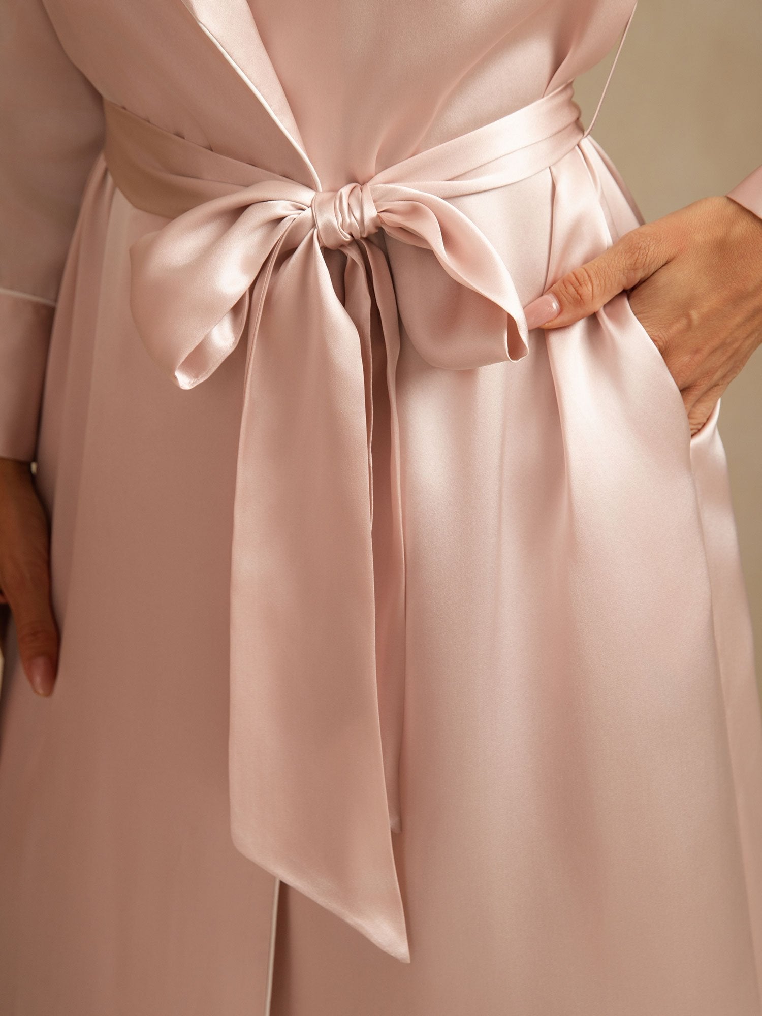 [Pink] SilkSilky-CA Pure Silk Collar Women's Robe 005