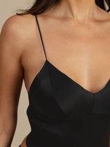 [Black] SilkSilky-CA Spaghetti Strap V Neck Camisole 004