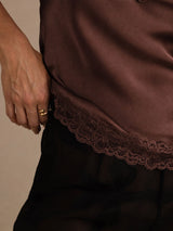 [Brown] SilkSilky-CA Spaghetti Strap V Neck Camisole 005