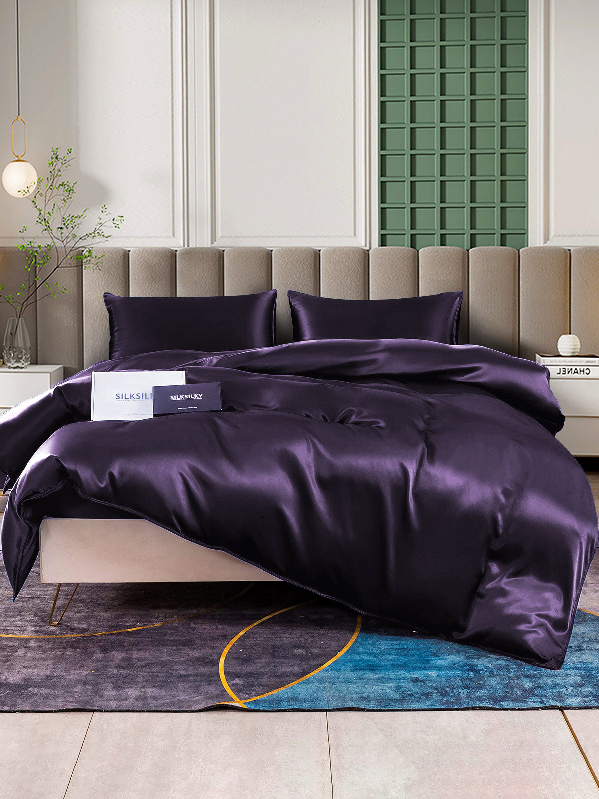 [Deep Purple] SilkSilky-CA 22Momme Pure Silk Bedding Set 001,