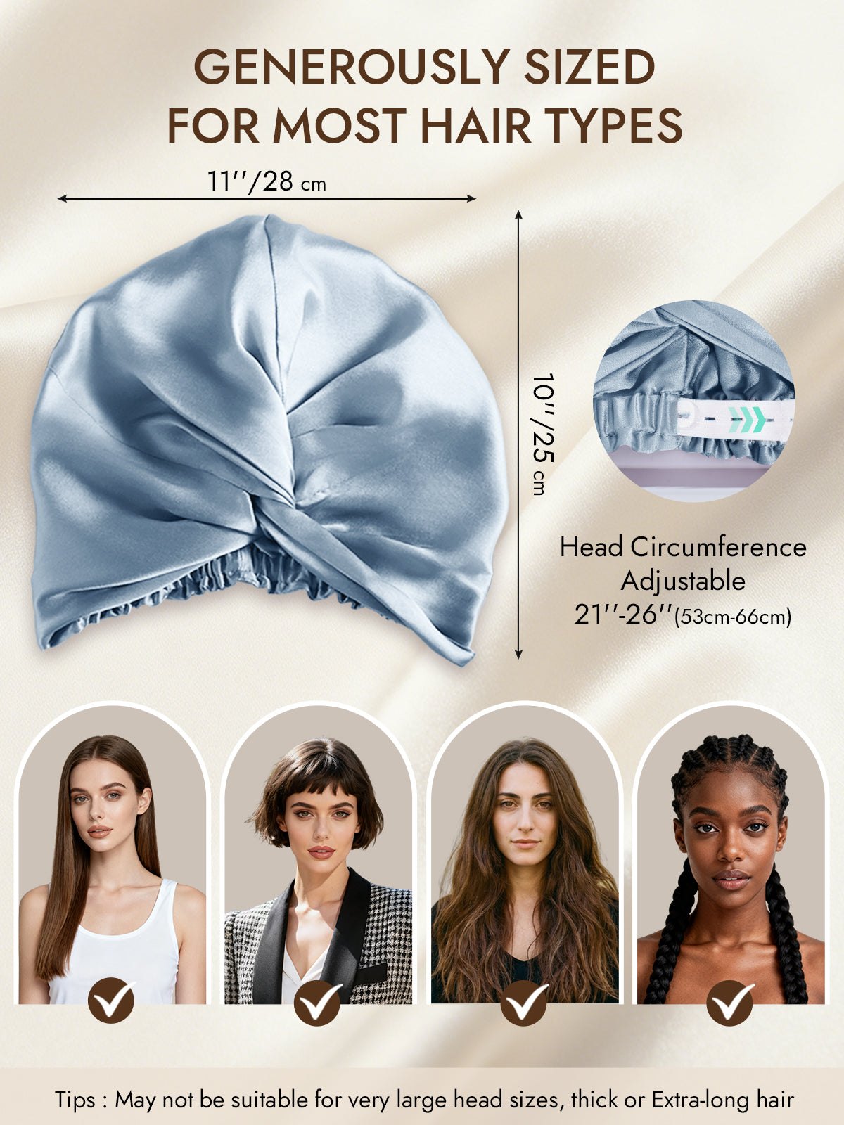 [Steel Blue] SilkSilky-CA 22Momme Pure Silk Sleep Cap 005