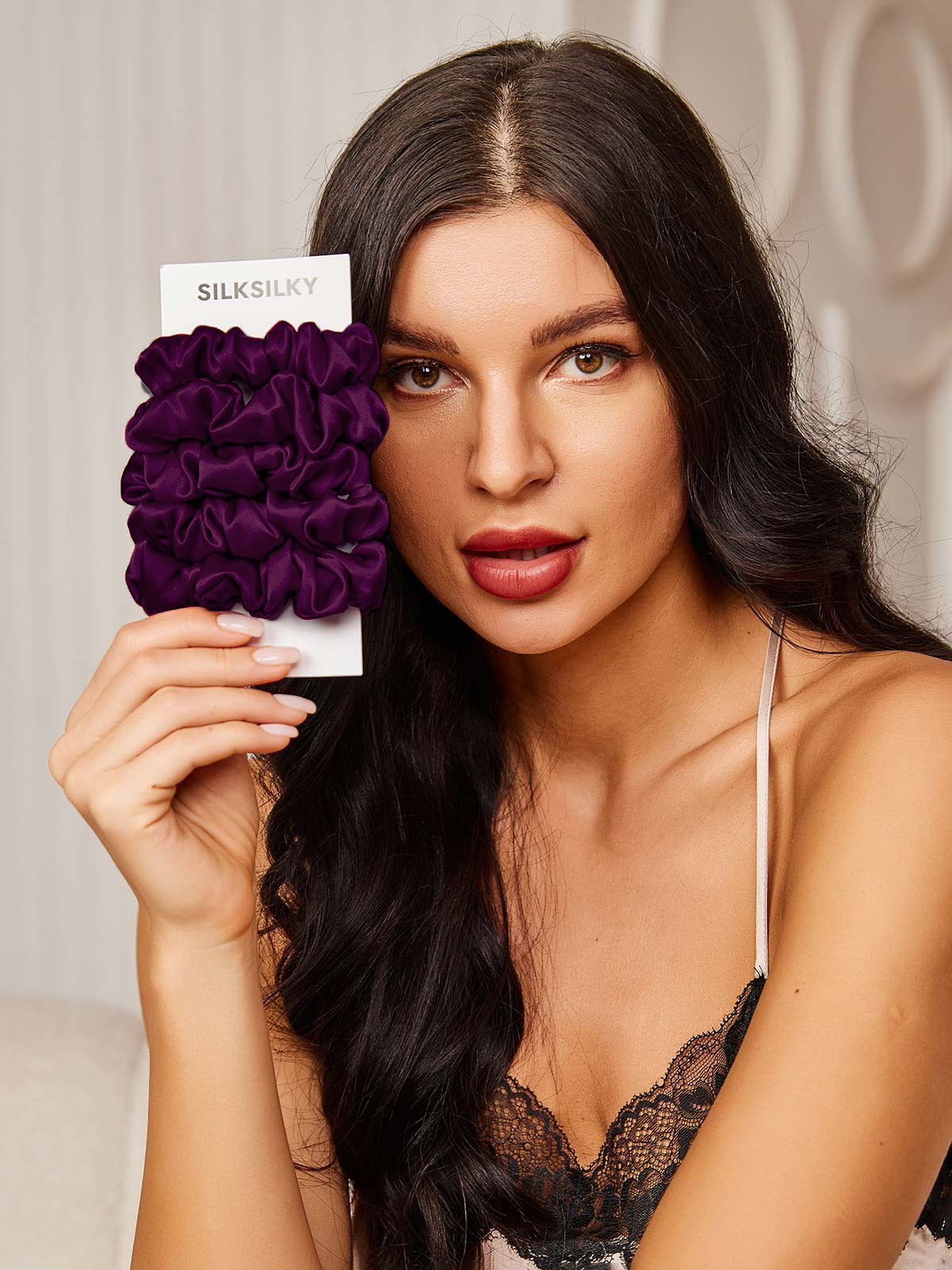 [Deep Purple] SilkSilky-CA 19Momme Pure Silk Scrunchie 002