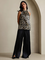 [Leopard] SilkSilky-CA 19Momme Silk Womens T-Shirt 006,