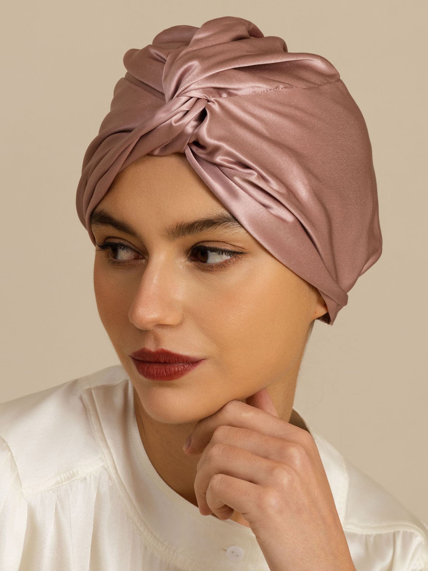 [Pale Mauve] SilkSilky-CA 22Momme Sleep Cap 006