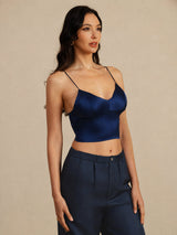 [Dark Blue] SilkSilky-CA Spaghetti Strap V Neck Camisole 002
