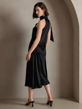 [Black] SilkSilky-CA Sleeveless Halter Dress 002