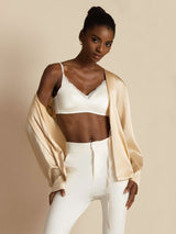 [Champagne] SilkSilky-CA 19Momme Stretch Silk Charmeuse Long Sleeve Women's Outerwear 008
