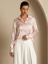 [Pink] SilkSilky-CA Long Sleeve Lapel Collar Women's Shirt 004