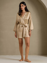 [Champagne Gold] SilkSilky-CA 3/4 Sleeve Women's Robe 005