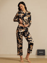 [Black Dragon] SilkSilky-CA Long Sleeve Lapel Collar Women's Pajamas 003