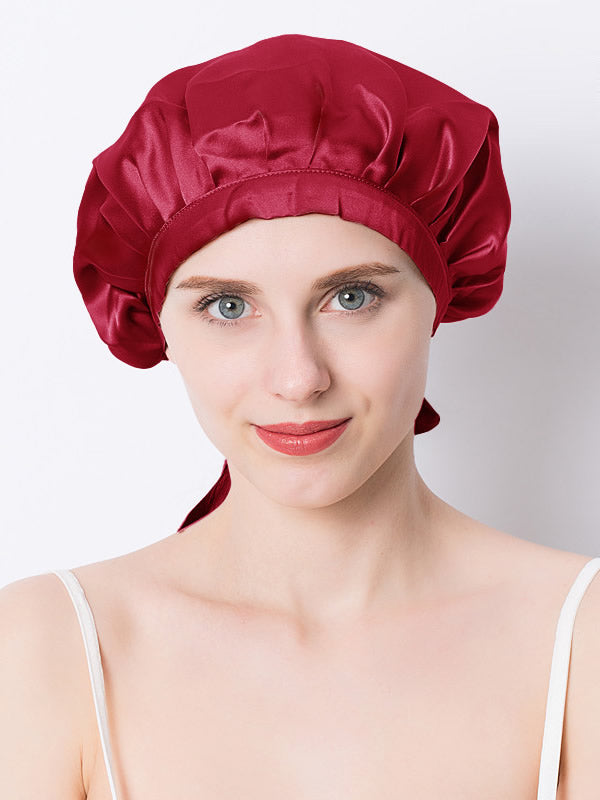 SilkSilky CA Pure Silk Sleep Cap Wine 001