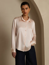[Light Pink] SilkSilky-CA Long Sleeve Lapel Collar Women's Shirt 001