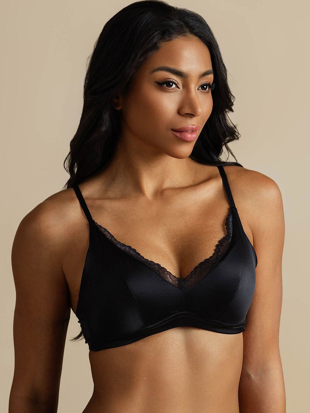 [Black] SilkSilky-CA Pure Silk Bra 007