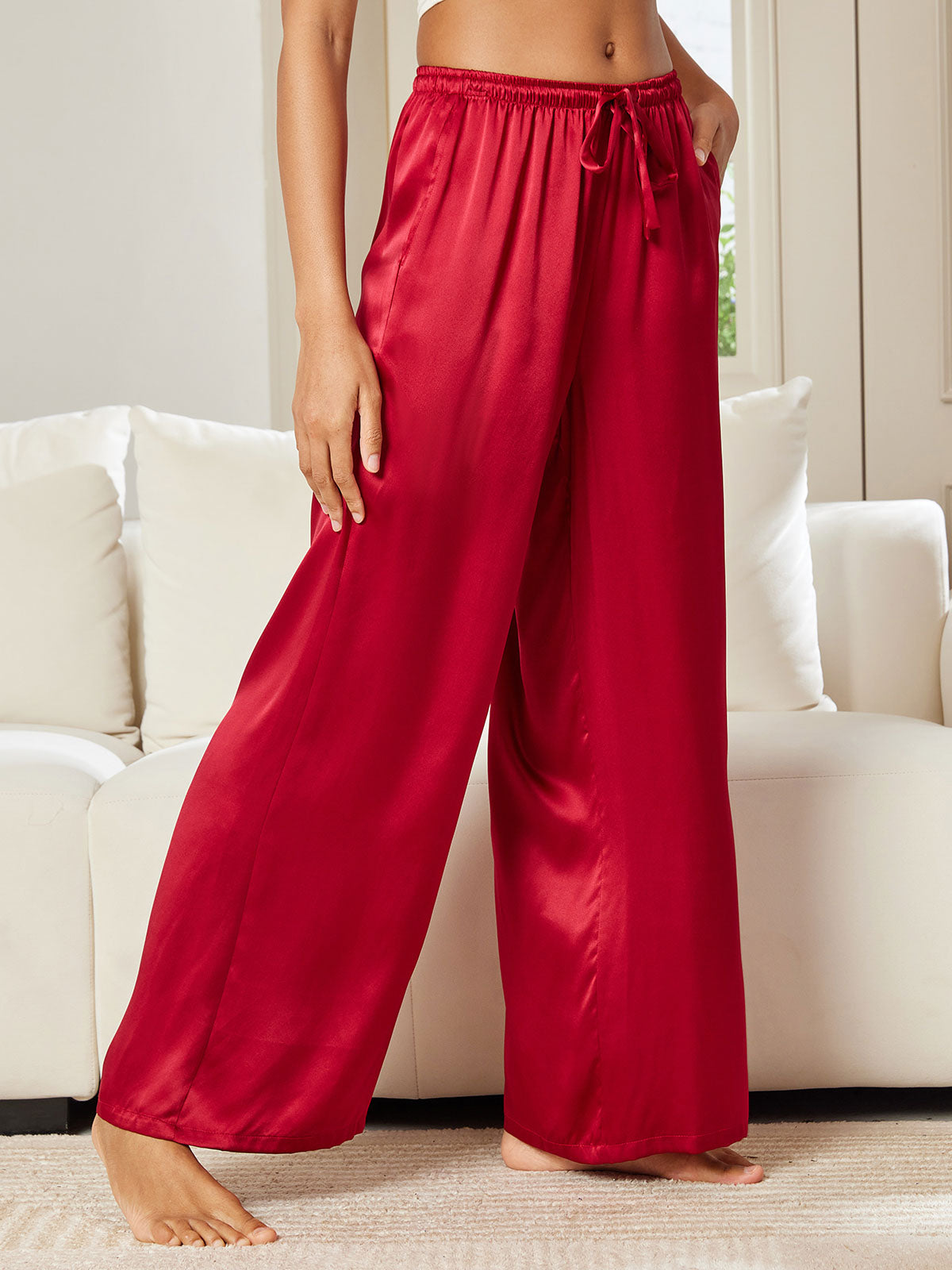 [Wine] SilkSilky-CA Pure Silk Womens Pants 003