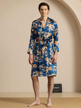 [Navy Dragon] SilkSilky-CA Long Sleeve Men's Robe 007